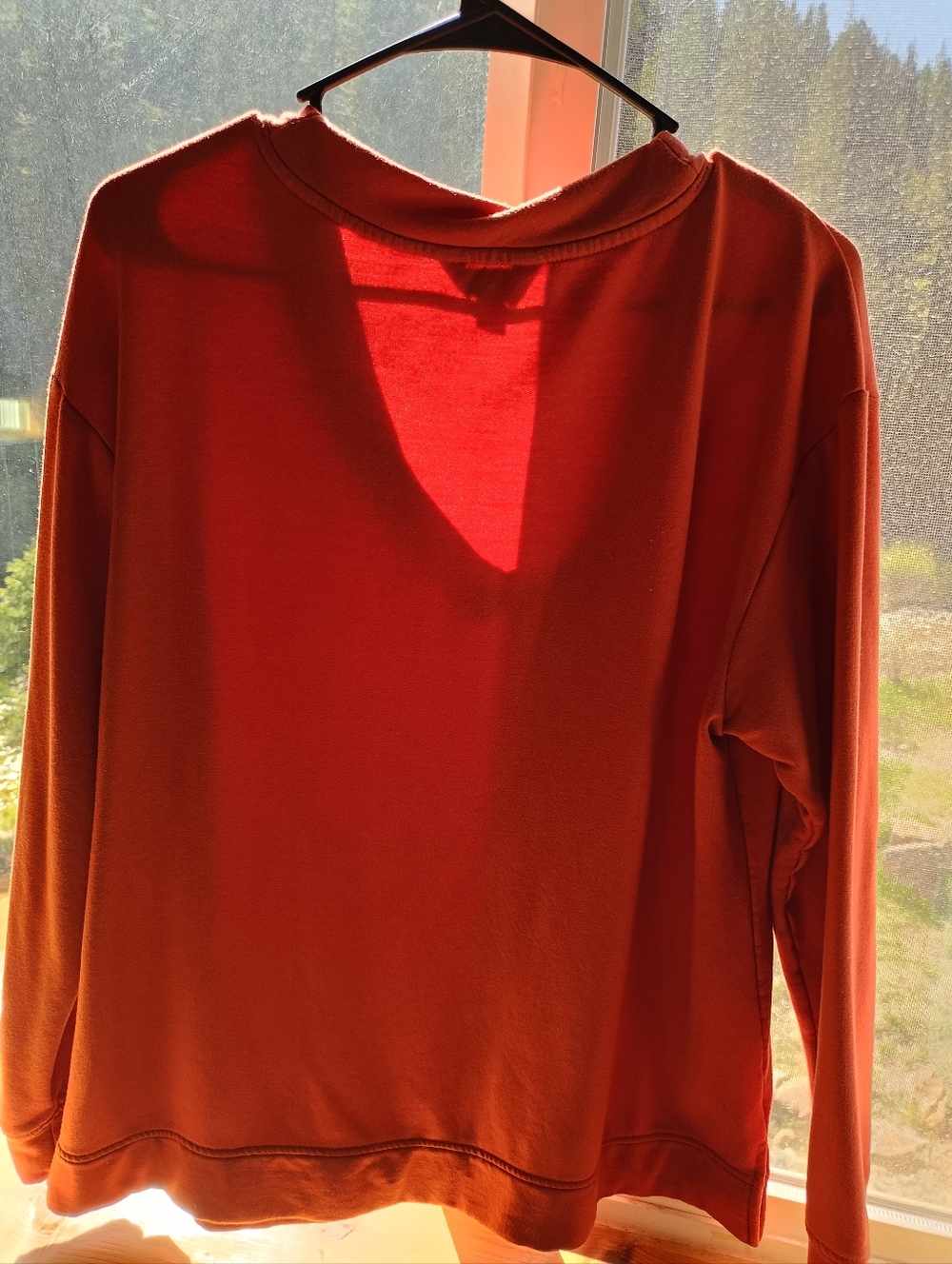 Orvis Women's Orange V-Neck Hooded Pullover Butter Soft - Picture 3 of 3
